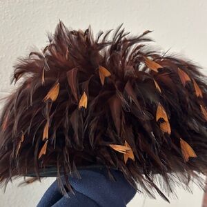 Chic Feathered Women's Hat in Rich Brown